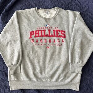 Majestic Gray vintage Philadelphia Phillies Crewneck Sweater size large